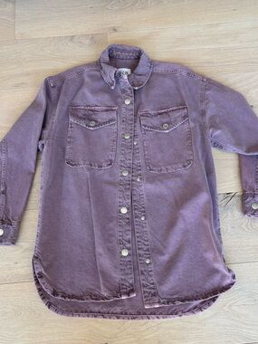 Zara Faded Mauve/Purple Button-Down Denim Shirt Jacket